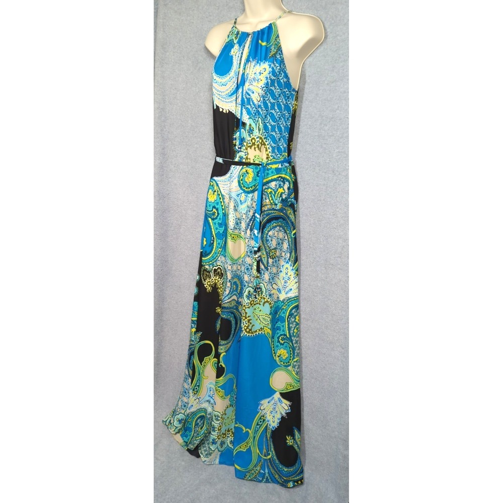 Y2K Cache Halter Maxi Dress M Cocktail Prom Wedding Turn Heads Cruise Elegant